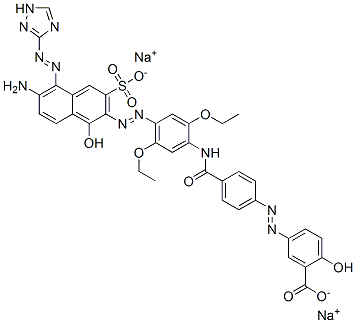 CAS#: 83249-32-5, Disodium 5-[[4-[[[4-[[6-Amino-1-Hydroxy-3-Sulphonato-5-(1H-1,2,4-Triazole-3-Ylazo)-2-Naphthyl]Azo]-2,5-Diethoxyphenyl]Amino]Carbonyl]Phenyl]Azo]Salicylate