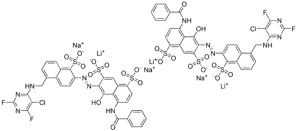 CAS 登录号：83400-11-7， 4-(苯甲酰基氨基)-6-[[5-[[(5-氯-2,6-二氟-4-嘧啶基)氨基]甲基]-1-磺基-2-萘基]偶氮]-5-羟基萘-1,7-二磺酸锂钠盐