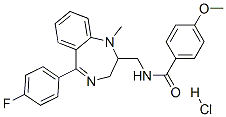 CAS 登录号：83736-75-8， N-[[6-(4-氟苯基)-2-甲基-2,5-二氮杂双环[5.4.0]十一碳-5,7,9,11-四烯-3-基]甲基]-4-甲氧基-苯甲酰胺盐酸盐