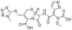 CAS 登录号：84080-55-7， (6R,7R)-7-[[(2Z)-2-(羧基甲氧基氨基)-2-吡唑-3-亚基-乙酰基]氨基]-3-[(1-甲基四唑-5-基)巯基甲基]-8-氧代-5-硫杂-1-氮杂双环[4.2.0]辛-2-烯-2-羧酸