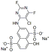 CAS 登录号：84145-63-1， 3-[(5-氯-2,6-二氟-4-嘧啶基)氨基]-8-羟基萘-1,5-二磺酸二钠