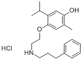 CAS 登录号：84541-80-0， 2-甲基-4-[2-(3-苯基丙基氨基)乙氧基]-5-丙-2-基苯酚盐酸盐