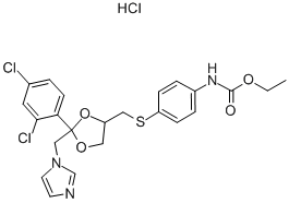 CAS 登录号：84697-22-3， 顺式-[4-[[2-(2,4-二氯苯基)-2-(1H-咪唑-1-基甲基)-1,3-二氧戊环-4-基]-甲硫基]苯基]-氨基甲酸乙酯盐酸盐