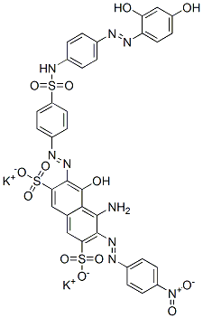 CAS 登录号：84878-17-1， 4-氨基-6-[[4-[[[4-[(2,4-二羟基苯基)偶氮]苯基]氨基]磺酰基]苯基]偶氮]-5-羟基-3-[(4-硝基苯基)偶氮]萘-2,7-二磺酸钾盐