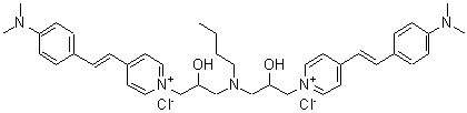 CAS 登录号：85030-33-7， 1,1'-[(丁基亚胺)二(2-羟基-3,1-丙烷二基)]二(4-{(E)-2-[4-(二甲基氨基)苯基]乙烯基}吡啶鎓)二氯化物