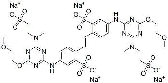 CAS#: 85154-05-8, 2,2'-(1,2-Ethenediyl)Bis[5-[[4-(2-Methoxyethoxy)-6-[Methyl(2-Sulfoethyl)Amino]-1,3,5-Triazin-2-Yl]Amino]-Benzenesulfonic Acid Sodium Salt