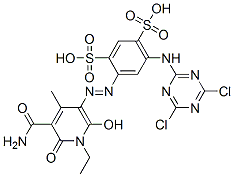CAS 登录号：85213-60-1， 4-[[5-(氨基羰基)-1-乙基-1,6-二氢-2-羟基-4-甲基-6-氧代-3-吡啶基]偶氮]-6-[(4,6-二氯-1,3,5-三嗪-2-基)氨基]苯-1,3-二磺酸