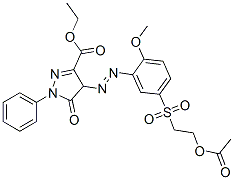 CAS 登录号：85409-55-8， 4-[[5-[[2-(乙酰氧基)乙基]磺酰基]-2-甲氧基苯基]偶氮]-4,5-二氢-5-氧代-1-苯基-1H-吡唑-3-羧酸乙酯