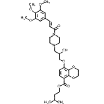 CAS 登录号：85851-95-2， 3-甲基丁基8-(2-羟基-3-{4-[(2E)-3-(3,4,5-三甲氧基苯基)-2-丙烯酰基]-1-哌嗪基}丙氧基)-2,3-二氢-1,4-苯并二氧杂环己烷-5-羧酸酯