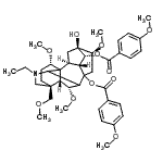 CAS 登录号：86408-15-3， (1alpha,6alpha,8Xi,10alpha,14alpha,16beta,17Xi)-20-乙基-13-羟基-1,6,16-三甲氧基-4-(甲氧基甲基)乌头碱-8,14-二基二(4-甲氧基苯甲酸酯)