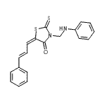 CAS 登录号：86650-09-1， (5E)-3-(苯胺基甲基)-5-[(2E)-3-苯基-2-丙烯-1-亚基]-2-硫代-1,3-噻唑烷-4-酮