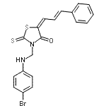 CAS 登录号：86650-13-7， (5E)-3-{[(4-溴苯基)氨基]甲基}-5-[(2E)-3-苯基-2-丙烯-1-亚基]-2-硫代-1,3-噻唑烷-4-酮