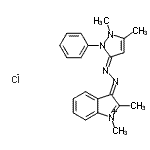 CAS 登录号：89923-55-7， (3E)-3-[(2E)-(1,5-二甲基-2-苯基-1,2-二氢-3H-吡唑-3-亚基)亚肼基]-1,2-二甲基-3H-吲哚鎓氯化物