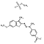 CAS#: 89923-57-9, 6-Methoxy-3-methyl-2-[(1E)-3-methyl-3-(4-nitrophenyl)-1-triazen-1-yl]-1,3-benzothiazol-3-ium methyl sulfate