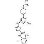 CAS 登录号：910297-53-9， {4-[6-({5-[(2-氯-6-甲基苯基)氨基甲酰]-1,3-噻唑-2-基}氨基)-2-甲基-4-嘧啶基]-1-哌嗪基}乙酸