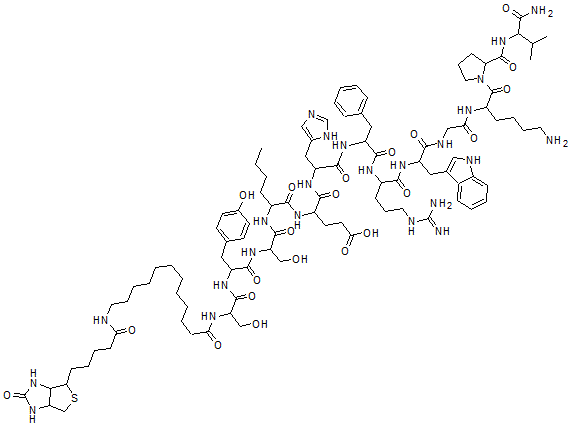 CAS 登录号：91311-00-1， 12-生物胞素基-1-N(alpha)-月桂酰-丝氨酰-4-正亮氨酰-7-苯丙氨酸-alpha-msh