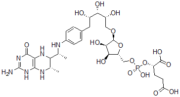 CAS 登录号：92481-94-2， 1-(4-{(1R)-1-[(6S,7S)-2-氨基-7-甲基-4-氧代-3,4,5,6,7,8-六氢蝶啶-6-基]乙基氨基}苯基)-1-脱氧-5-O-{5-O-[(1S)-1,3-二羧基丙基膦酰]-alpha-D-呋喃核糖基}-D-核糖醇