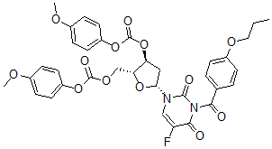 CAS 登录号：93057-16-0， 2'-脱氧-3',5'-双-O-(4-甲氧基苯氧基羰基)-5-氟-3-(4-丙氧基苯甲酰基)尿苷