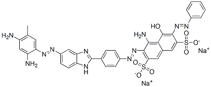 CAS#: 93803-36-2, Disodium 4-Amino-3-[[4-[5-[(2,4-Diamino-5-Methylphenyl)Azo]-1H-Benzimidazol-2-Yl]Phenyl]Azo]-5-Hydroxy-6-(Phenylazo)Naphthalene-2,7-Disulphonate