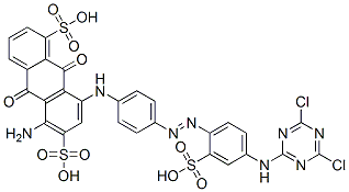 CAS 登录号：93858-27-6， 5-氨基-8-[[4-[[4-[(4,6-二氯-1,3,5-三嗪-2-基)氨基]-2-磺基苯基]偶氮]苯基]氨基]-9,10-二氢-9,10-二氧代蒽-1,6-二磺酸