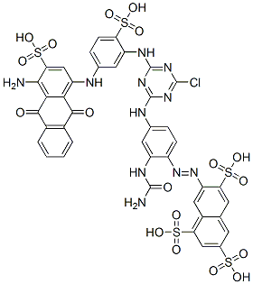 CAS#: 93892-91-2, 7-[[2-[(Aminocarbonyl)Amino]-4-[[4-[[5-[(4-Amino-9,10-Dihydro-9,10-Dioxo-3-Sulpho-1-Anthryl)Amino]-2-Sulphophenyl]Amino]-6-Chloro-1,3,5-Triazin-2-Yl]Amino]Phenyl]Azo]Naphthalene-1,3,6-Trisulphonic Acid