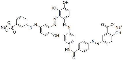 CAS 登录号：93918-07-1， 5-[[4-[[[4-[[二羟基[[2-羟基-5-[(3-磺酸基苯基)偶氮]苯基]偶氮]苯基]偶氮]苯基]氨基]羰基]苯基]偶氮]水杨酸二钠