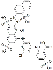 CAS#: 93919-17-6, 2-[[4-Chloro-6-[[8-Hydroxy-3,6-Disulpho-7-[(1-Sulpho-2-Naphthyl)Azo]-1-Naphthyl]Amino]-1,3,5-Triazin-2-Yl]Amino]-5-Sulphobenzoic Acid