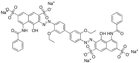 CAS 登录号：94200-17-6， 3,3-((3,3-二乙氧基(1,1-联苯)-4,4-二基)二(偶氮))二(5-(苯甲酰基氨基)-4-羟基萘-2,7-二磺酸)四钠盐