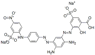 CAS 登录号：94825-14-6， 3-[2-[2,4-二氨基-5-[2-[4-[(4-硝基-2-磺基苯基)氨基]苯基]偶氮]苯基]偶氮]-2-羟基-5-磺基-苯甲酸钠盐(1:2)