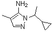 CAS 登录号：957514-22-6， 1-(1-环丙基乙基)-4-甲基-1H-吡唑-5-胺