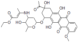 CAS 登录号：95897-98-6， N-(1-乙氧羰基丙烯-2-基)柔红霉素