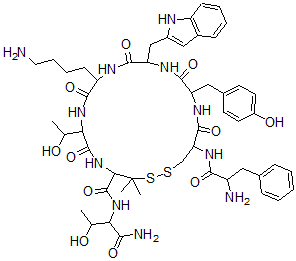 CAS#: 96384-03-1, Phenylalanyl-Cyclo(Cysteinyl-Tyrosyltryptophyl-Lysyl-Threonyl-Penicillamine)Threoninamide