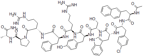 CAS 登录号：96394-82-0， 1-乙酰萘基-2-(4-氯苯丙氨酰)-3-色氨酰-6-精氨酰-7-苯丙氨酰-10-丙氨酰胺-LHRH