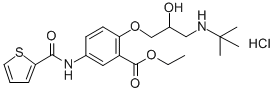 CAS#: 97067-66-8, 2-[3-[(1,1-Dimethylethyl)Amino]-2-Hydroxypropoxy]-5-[(2-Thienylcarbonyl)Amino]-Benzoic Acid Ethyl Ester Hydrochloride (1:1)