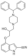 CAS#: 97730-95-5, 4(3-(4-Diphenylmethylpiperazine-1-yl)-2-hydroxypropoxy)-1H-indol-2-carbonitrile