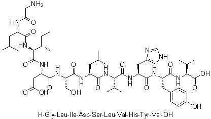 CAS # 1000283-37-3, Glycyl-L-leucyl-L-isoleucyl-L-alpha-aspartyl-L-seryl-L-leucyl-L-valyl-L-histidyl-L-tyrosyl-L-valine