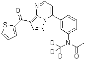 N-(三氘甲基)-N-[3-[3-(2-噻吩基羰基)吡唑并[1,5-a]嘧啶-7-基]苯基]乙酰胺分子结构 (CAS 1001083-37-9)