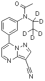 N-[3-(3-氰基吡唑并[1,5-a]嘧啶-7-基)苯基]-N-(五氘代乙基)乙酰胺分子结构 (CAS 1001083-56-2)