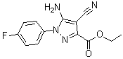 structure of CAS# 1001665-65-1, 5-Amino-4-cyano-1-(4-fluorophenyl)-1H-pyrazole-3-carboxylic acid ethyl ester