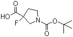 1-(叔丁氧羰基)-3-氟吡咯烷-3-甲酸分子结构 (CAS 1001754-59-1)