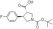 N-Boc-(3S,4R)-4-(4-氟苯基)吡咯烷-3-羧酸分子结构 (CAS 1002732-10-6)