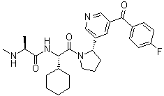 (4-氟苯基)[5-[(2S)-1-[N-甲基-L-丙氨酰-(2S)-2-环己基甘氨酰]-2-吡咯烷基]-3-吡啶基]甲酮分子结构 (CAS 1005342-47-1)