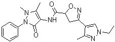 structure of CAS# 1006335-39-2, N-(2,3-二氢-1,5-二甲基-3-氧代-2-苯基-1H-吡唑-4-基)-3-(1-乙基-3-甲基-1H-吡唑-4-基)-4,5-二氢-5-异恶唑甲酰胺