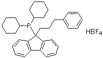 structure of CAS# 1007311-95-6, 二环己基[9-(3-苯基丙基)-9H-芴-9-基]膦四氟硼酸盐