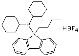structure of CAS# 1007311-98-9, (9-丁基-9H-芴-9-基)二环己基膦四氟硼酸盐