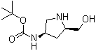 N-[(3R,5R)-5-(羟甲基)-3-吡咯烷基]氨基甲酸叔丁酯分子结构 (CAS 1009335-43-6)