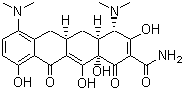 CAS # 10118-90-8, Minocycline, (2E,4S,4aR,5aS,12aR)-2-(amino-hydroxy-methylidene)-4,7-bis(dimethylamino)-10,11,12a-trihydroxy-4a,5,5a,6-tetrahydro-4H-tetracene-1,3,12-trione