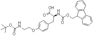 structure of CAS# 1013883-02-7, O-[2-[[叔丁氧羰基]氨基]乙基]-N-[芴甲氧羰基]-L-酪氨酸