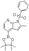 structure of CAS# 1014613-31-0, 1-(苯磺酰基)-2-甲基-4-(4,4,5,5-四甲基-1,3,2-二氧硼杂环戊烷-2-基)吡咯并[2,3-b]吡啶