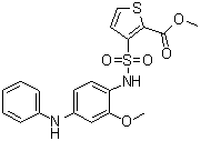 structure of CAS# 1014691-61-2, 3-[[[2-甲氧基-4-(苯基氨基)苯基]氨基]磺酰基]-2-噻吩羧酸甲酯
